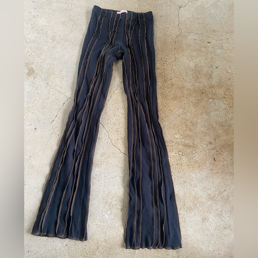 Helena Manzano Black and Brown Flared Pants